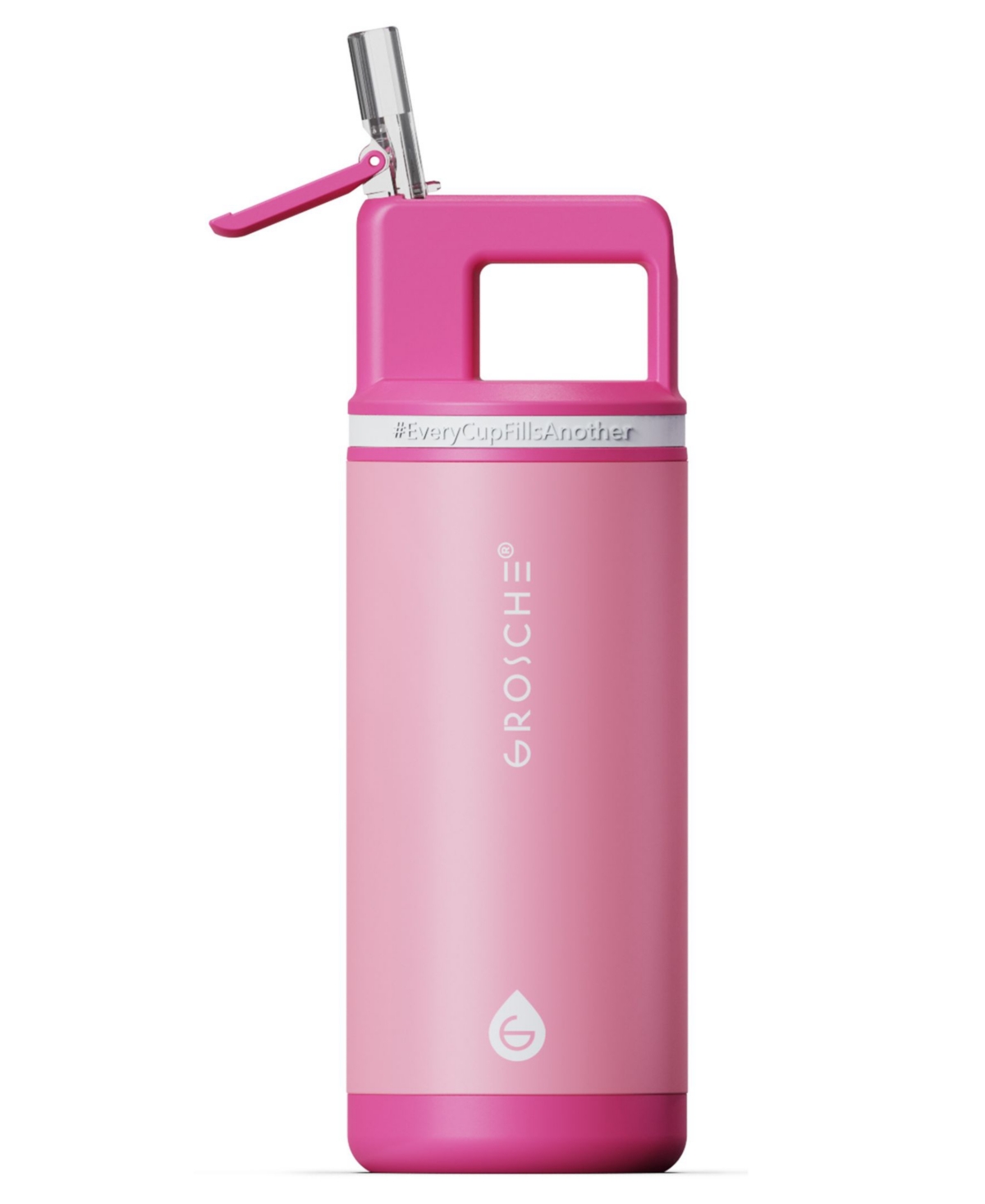 Grosche Alpine Flip 'n Sip 16 Oz. Kids Insulated Water Bottle With Straw In Flamingo Pink