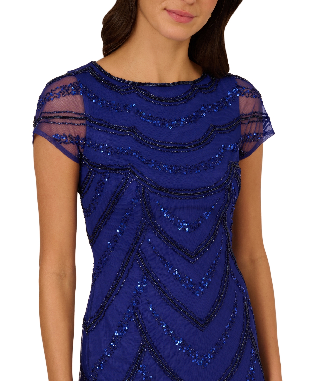 ADRIANNA PAPELL WOMEN'S BEADED CAP-SLEEVE SHEATH DRESS 