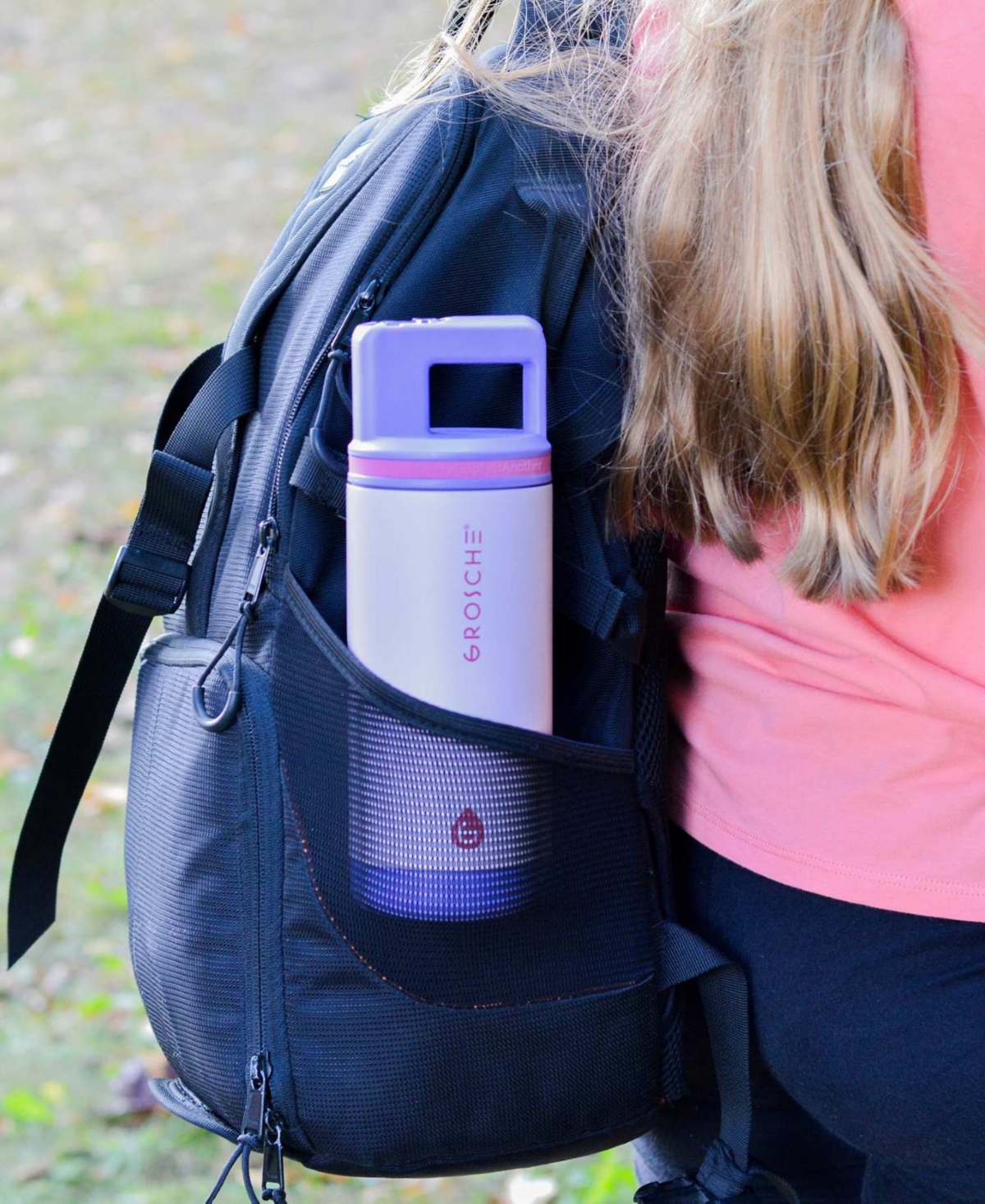 Grosche Alpine Flip 'n Sip 16 Oz. Kids Insulated Water Bottle With Straw In Cosmic Purple