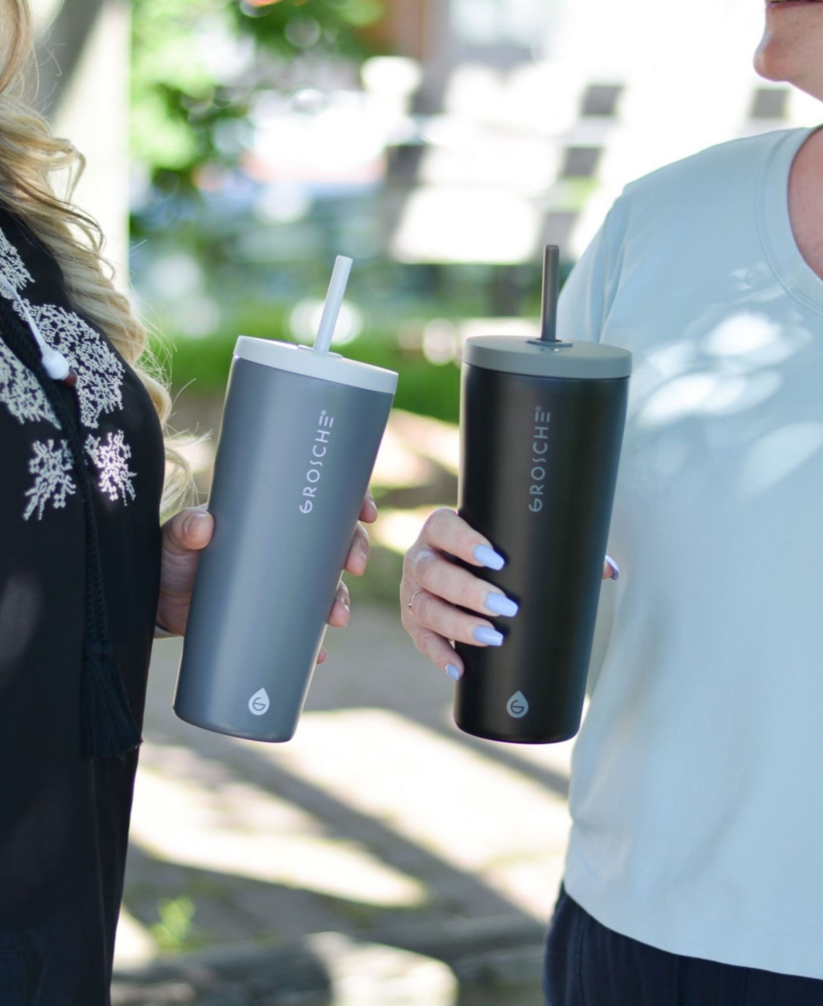 Grosche Jasper 23 oz Insulated Tumbler With Straw In Ash Gray
