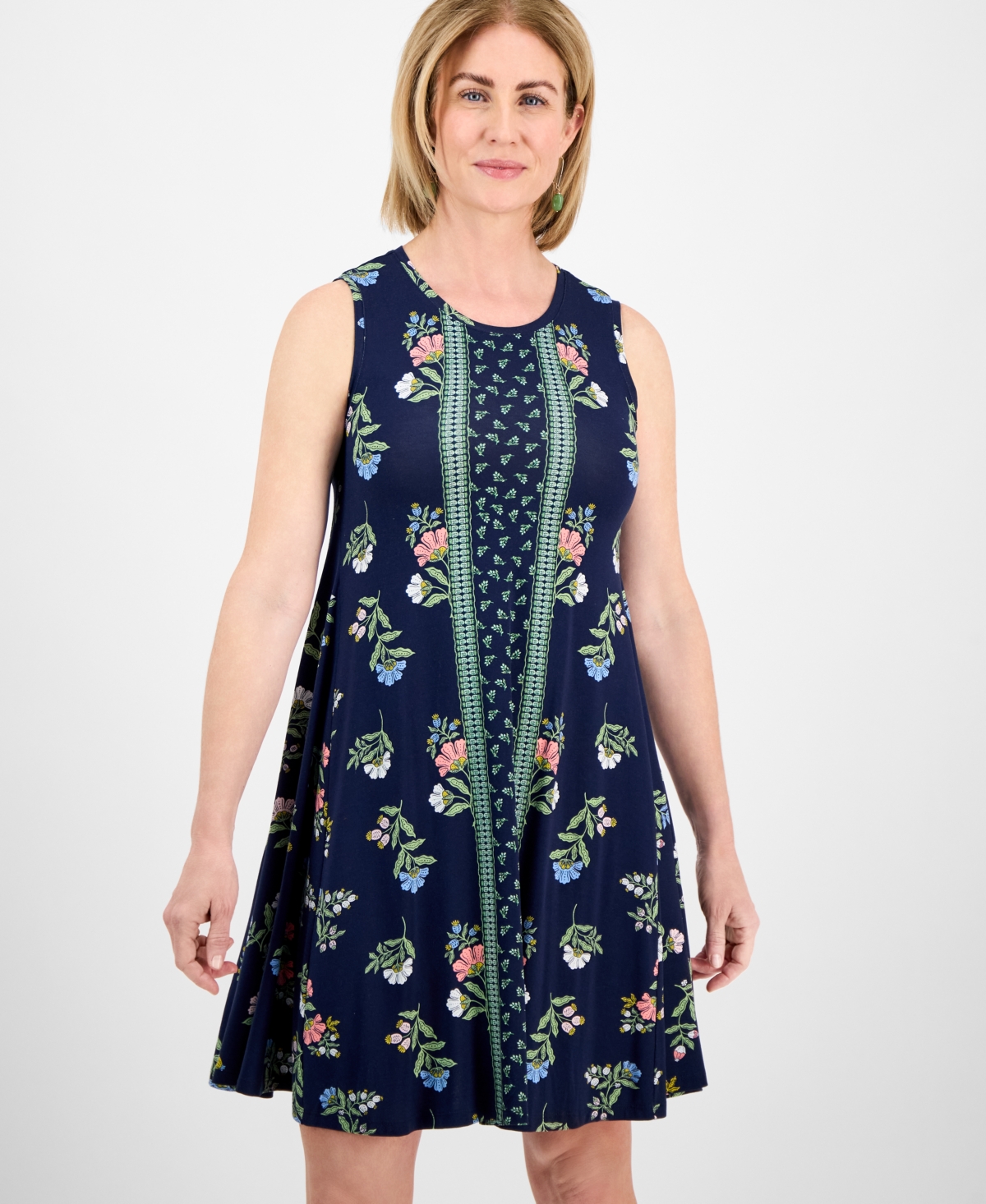 Style & Co Petite Floral-print Sleeveless Flip-flop Dress, Exclusively At Macy's In Runway Flr Blue