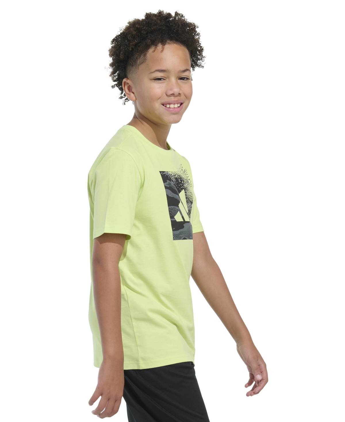 ADIDAS ORIGINALS BIG BOYS SHORT-SLEEVE CAMO BOX LOGO GRAPHIC T-SHIRT