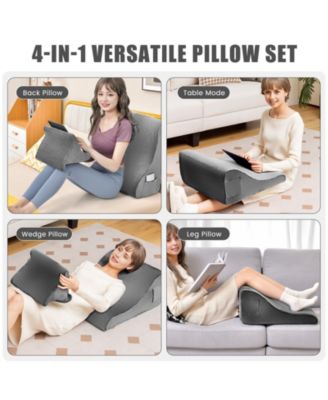 Bed Wedge Pillow with Tablet Pillow Stand and Side Pockets
