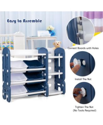 Kids Toy Storage Organizer with Bins and Multi-Layer Shelf for Bedroom Playroom