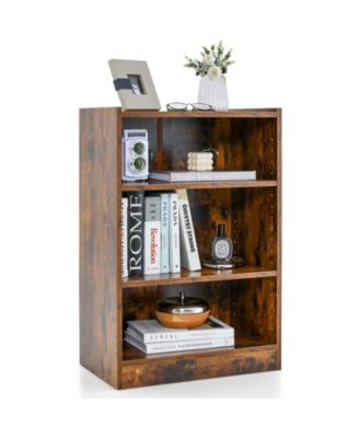 3-Tier Bookcase Open Display Rack Cabinet with Adjustable Shelves
