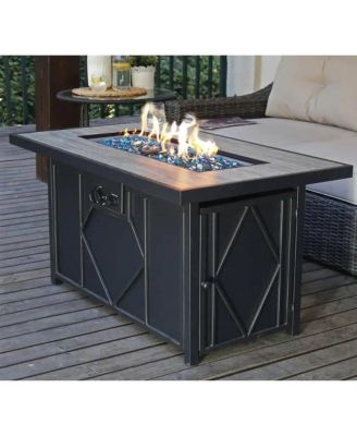 42-inch Outdoor Propane Gas Fire Pit Patio Table with Fire Glass