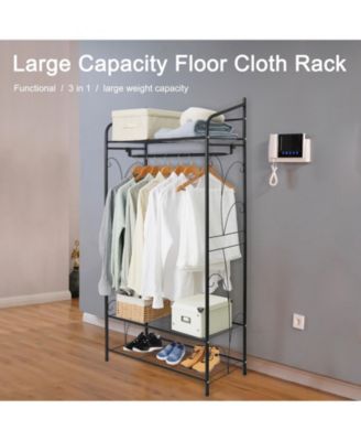 Metal Clothes Rack: Garment Hanging Storage Shelf Shoes Stand for Bedroom Living Room