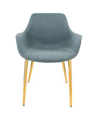 Markley Modern Leather Dining Arm Chair With Gold Metal Legs Set of 2