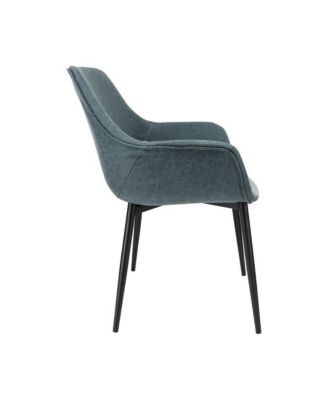 Markley Modern Leather Dining Arm Chair With Metal Legs