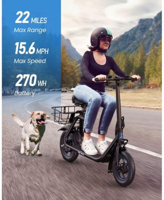 C1/C1 Pro Electric Scooter with Seat, 450W Powerful Motor up to 20/25 Miles Range, Foldable Electric Scooter for Adults Max Speed 15.5/18.6 Mph, Electric Scooter for Commuting with Basket