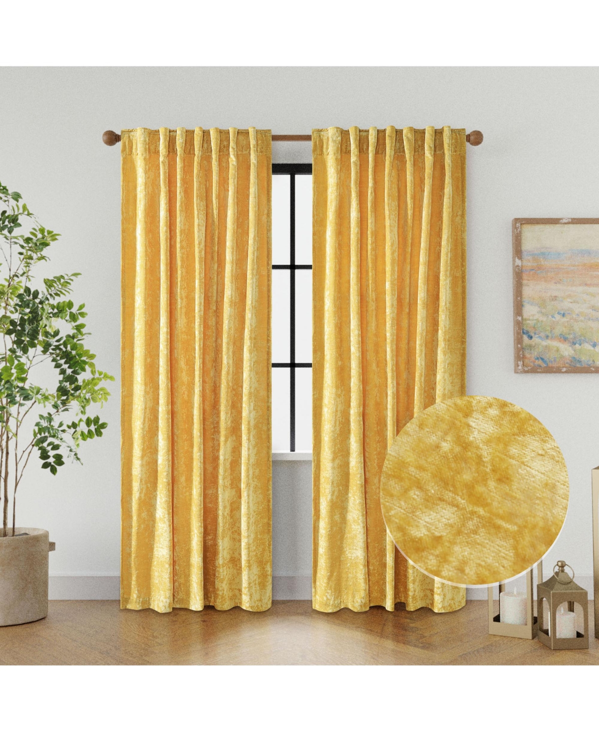 Texture Velvet Back Tab Room Darkening Curtain Panel - Cream