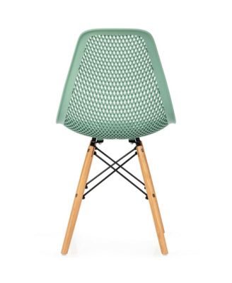 Set of 2  Mesh Design Seat with Wooden Legs  Modern Style, Lightweight DSW Dining Chair