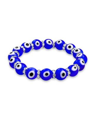 Turkish Black White Evil Eye Glass Bead Stretch Bracelet Crystal Rondelle Spacers Protection Gift