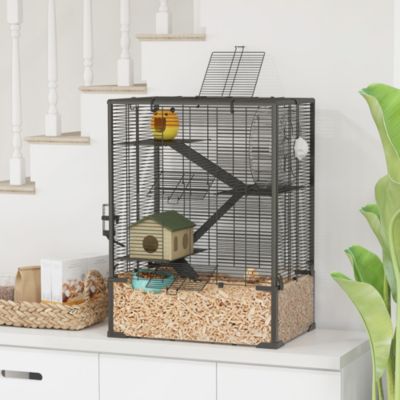 Hamster Cage, 4 Tiers Hamster k with Deep Glass Bottom, 24"L