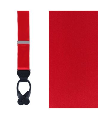 Men's Dutton Solid Color Silk Button End Suspenders