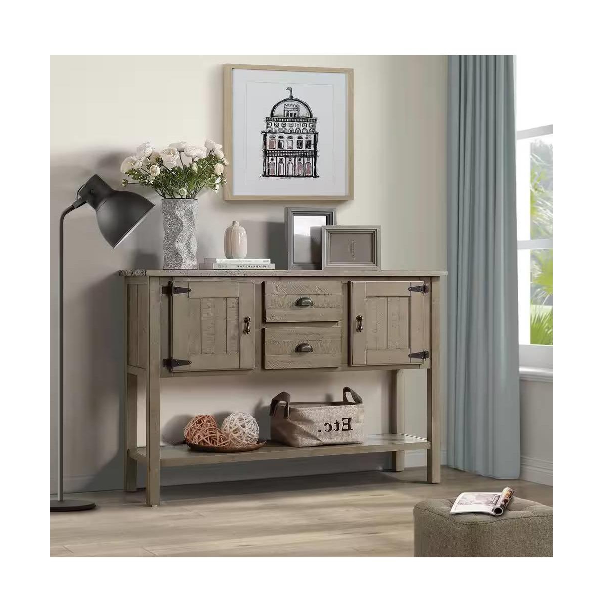 Slickblue Solid Wood Farmhouse Console Table Buffet Cabinet with Storage Drawers