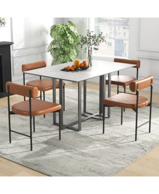 set of 4 dining chairs faux leather upholstered kitchen side chairs with curved backrest