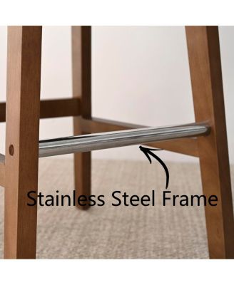 Set of 2 Upholstered Bar Stools with Solid Wood Legs, Modern Counter Height Chairs for Kitchen Island, Bar, or Dining Room-Maison Boucle