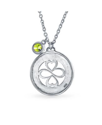 Ayllu Heart Infinity Clover Love Luck Unity Round Disc Pendant Necklace Sterling Silver