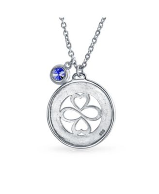 Ayllu Heart Infinity Clover Love Luck Unity Round Disc Pendant Necklace Sterling Silver