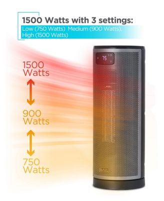 Ceramic Oscillating Tower Heater with Remote Control, Space Heater with Digital LED Display, Black