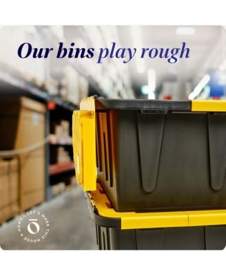 Durbilt 15 Gal Storage Containers Tough Flip Lid Bins, 6 Pack, Black/Yellow