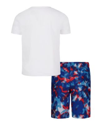 Little Boys Freedom Camo Short Sleeve T-Shirt Volley Swimsuit, 2-Piece Set