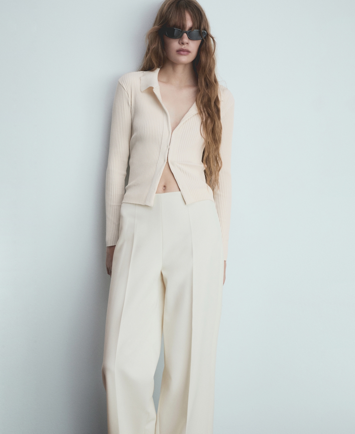 Mango Women's Wide Leg Pleated Pants