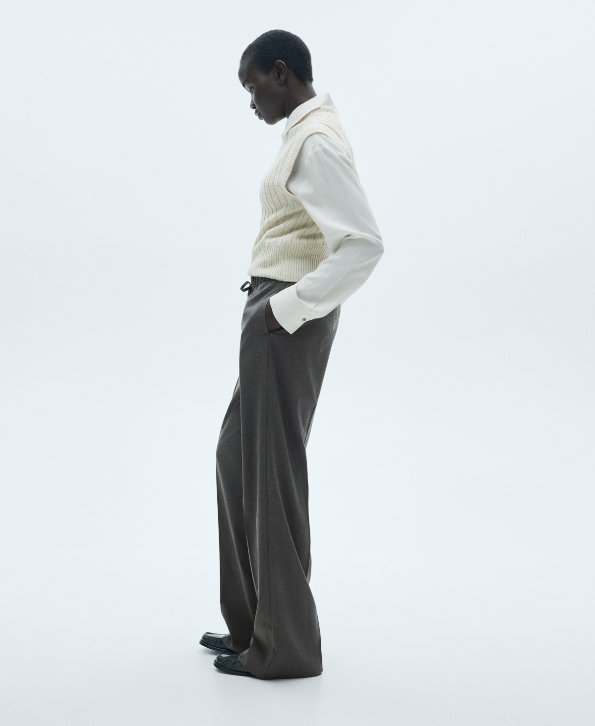 Shop Mango Women's Flowy Straight-fit Pants In Gray