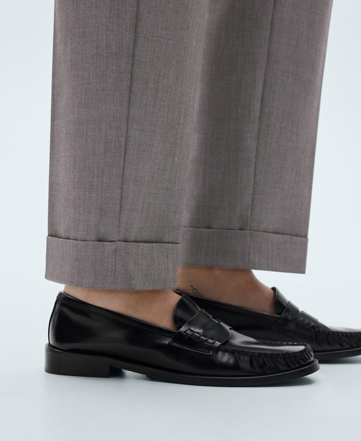 Mango Straight Leg Pants In Gray