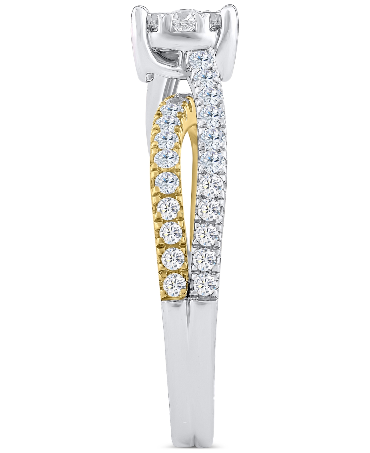 Macy's Diamond Split Shank Engagement Ring (3/4 Ct. T.w.) In 14k Two-tone Gold In Two Tone