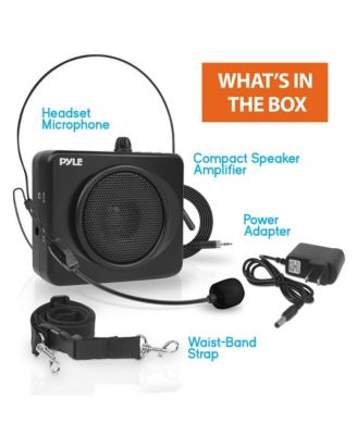 Compact Portable PA System with Headset Microphone, MP3 USB Playback, Rechargeable Battery