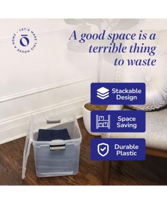 Secure Latch Large Clear Stackable Storage Container Bin, 31 Quart, 4 Count