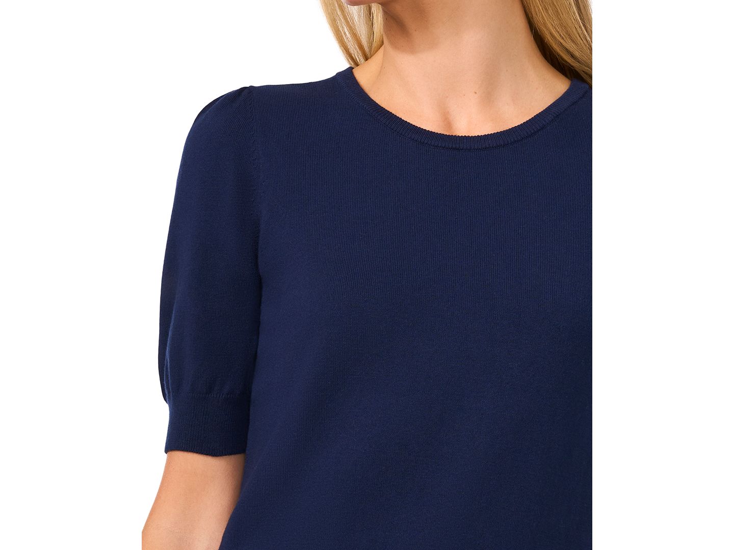 Женский свитер CeCe Crewneck Puff Sleeve Cotton, цвет: Тёмно-синий — фото 3