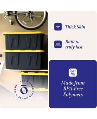 15 Gallon Durabilt Home Storage Container w/Snap Lid, Black/Yellow(2 Pack)