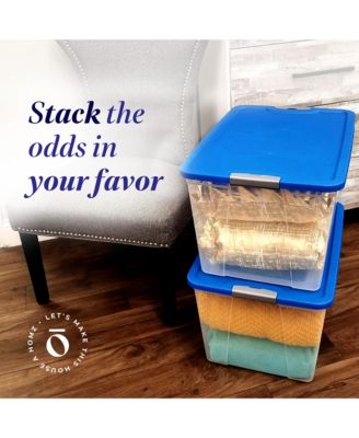 64 Qt Secure Latch Large Clear Stackable Storage Container w/ Lid (2 Pack)