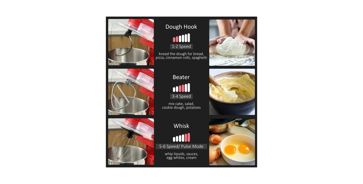 Slickblue Stainless Steel Tilt 600W Electric Kitchen Food Dough Mixer w/ 6 Quart Bowl