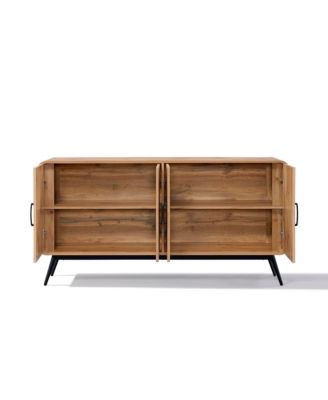 4-Door with Soft Close 63-Inch Wide Sideboard Server Cabinet with Black Metal Legs