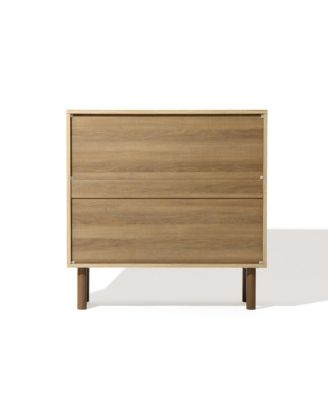 Mid-Century Modern Rope 2-Door Cabinet with Wood Legs