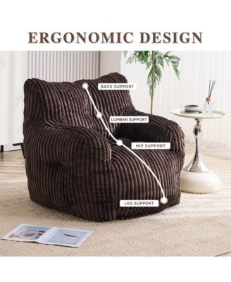 Soft Corduroy Bean Bag Chair with Memory Foam Filling for Living Room