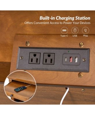 Mulo Traditional Nightstand with Three Ports and Adjustable Shelf