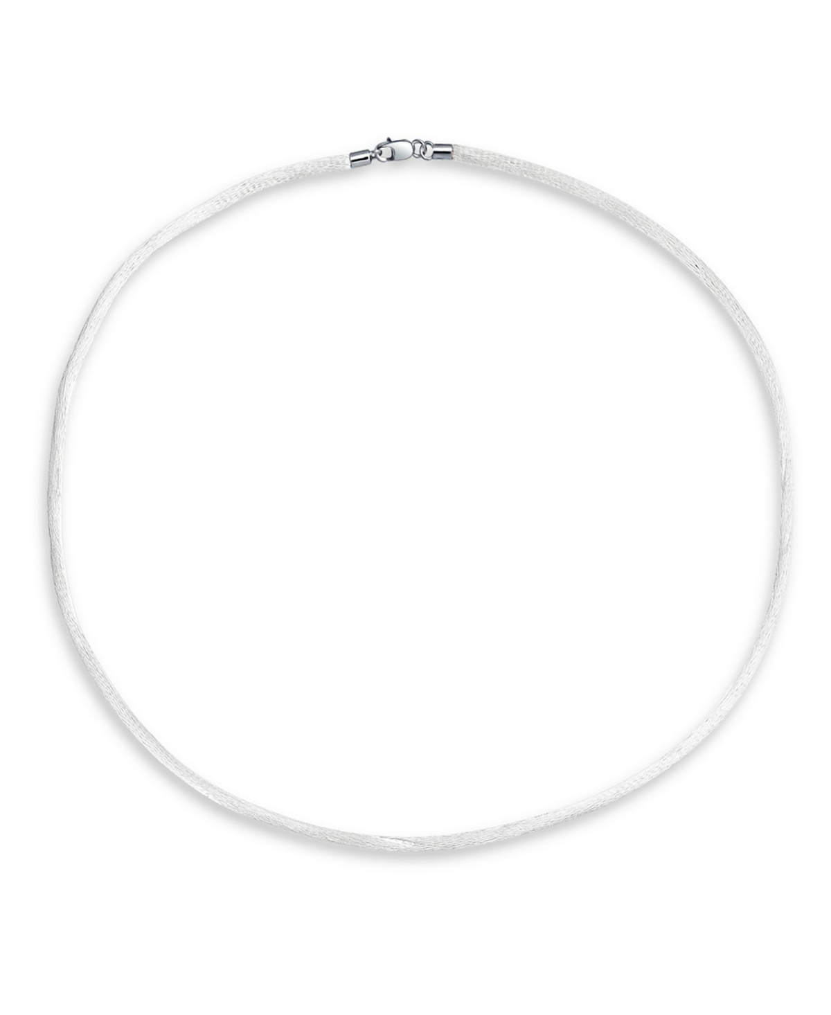Bling JewelryCream 1MM Satin Silk Cord Necklace with Silver Lobster Claw - White