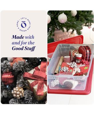 41Qt Clear Plastic Holiday Storage Container with Red Snap Lock Lid, 2 Pk