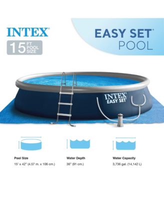 Easy Set 15' x 42" Round Inflatable Outdoor Above Ground Swimming Pool Set