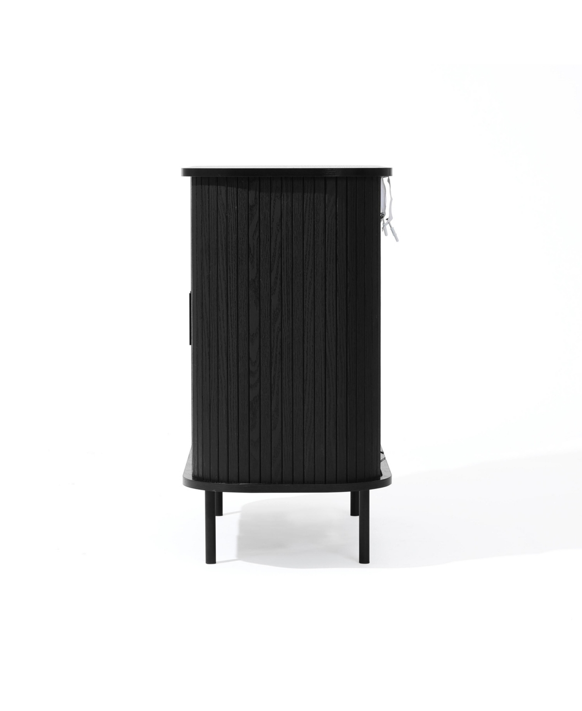 Luxenhome Mid-century Modern 2-door Accent Cabinet With Slatted Sliding Doors, Black In Black