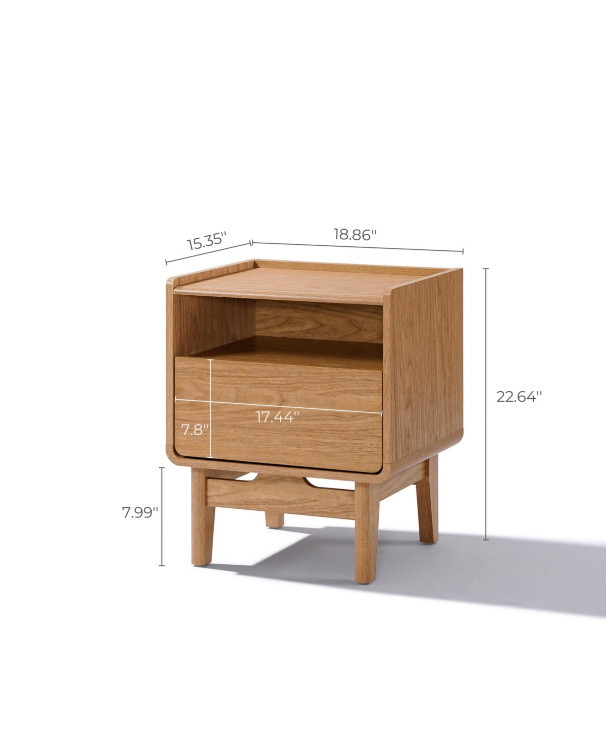 Luxenhome Summer Oak Engineered Wood Nightstand And End Table With Storage In Brown