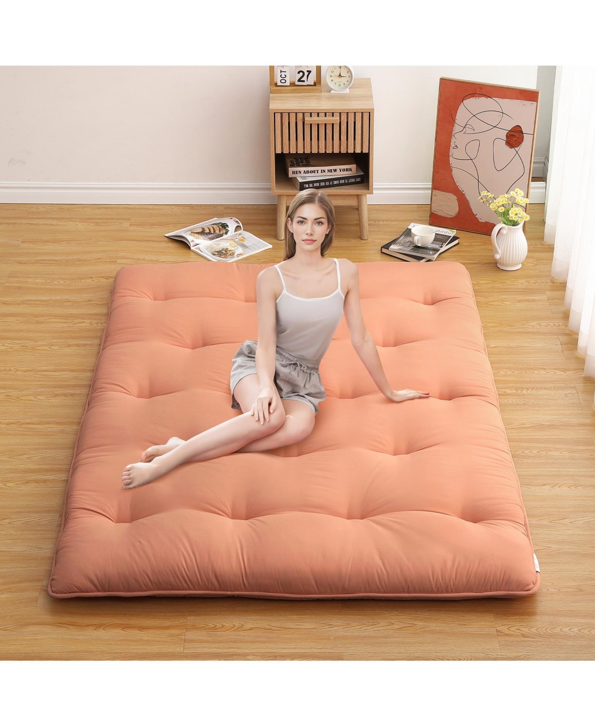 gaomon Japanese Floor Mattress Full, Portable Futon Mattress Thicken Sleeping Mattress, for Camping & Guest Room