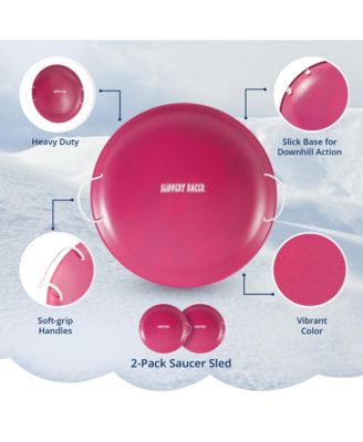 ProDisc 26" Metal Saucer Sled with Rope Handles, Pink (2 Pack)