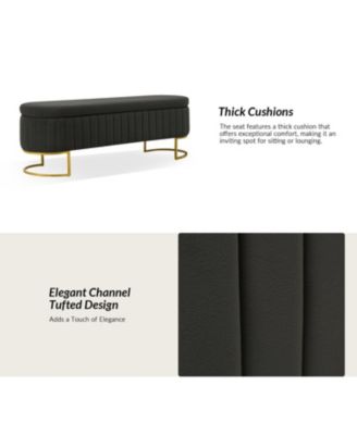 Sara Modern Storage Bench with Metal Legs and Channel Tufted