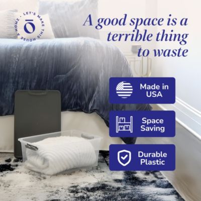 15 Qt Stackable Plastic Storage Container w/Snaplock Lid, Gray (4 Pack